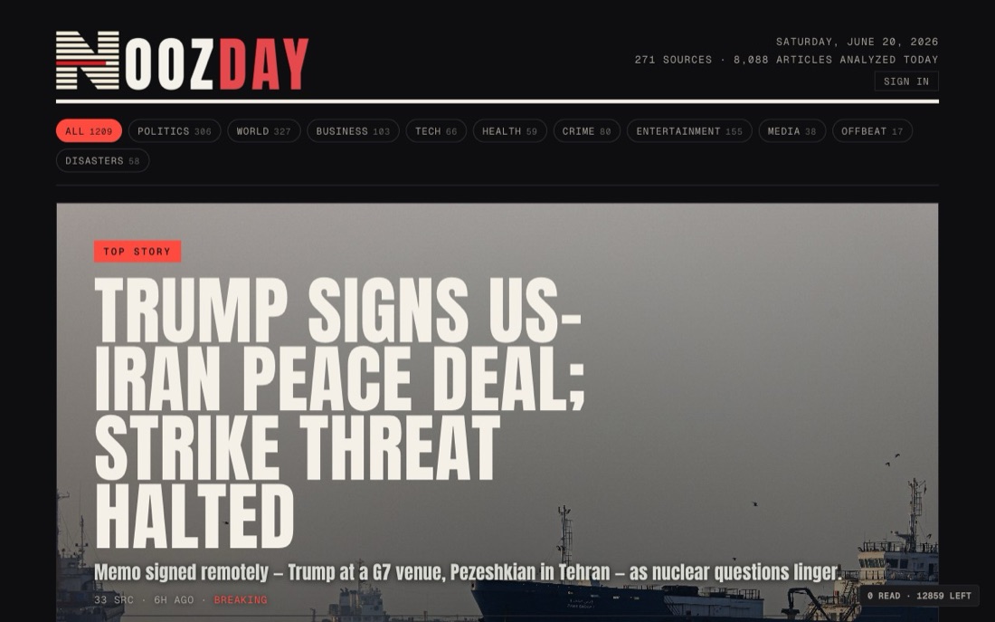 Today's top story, cross-sourced